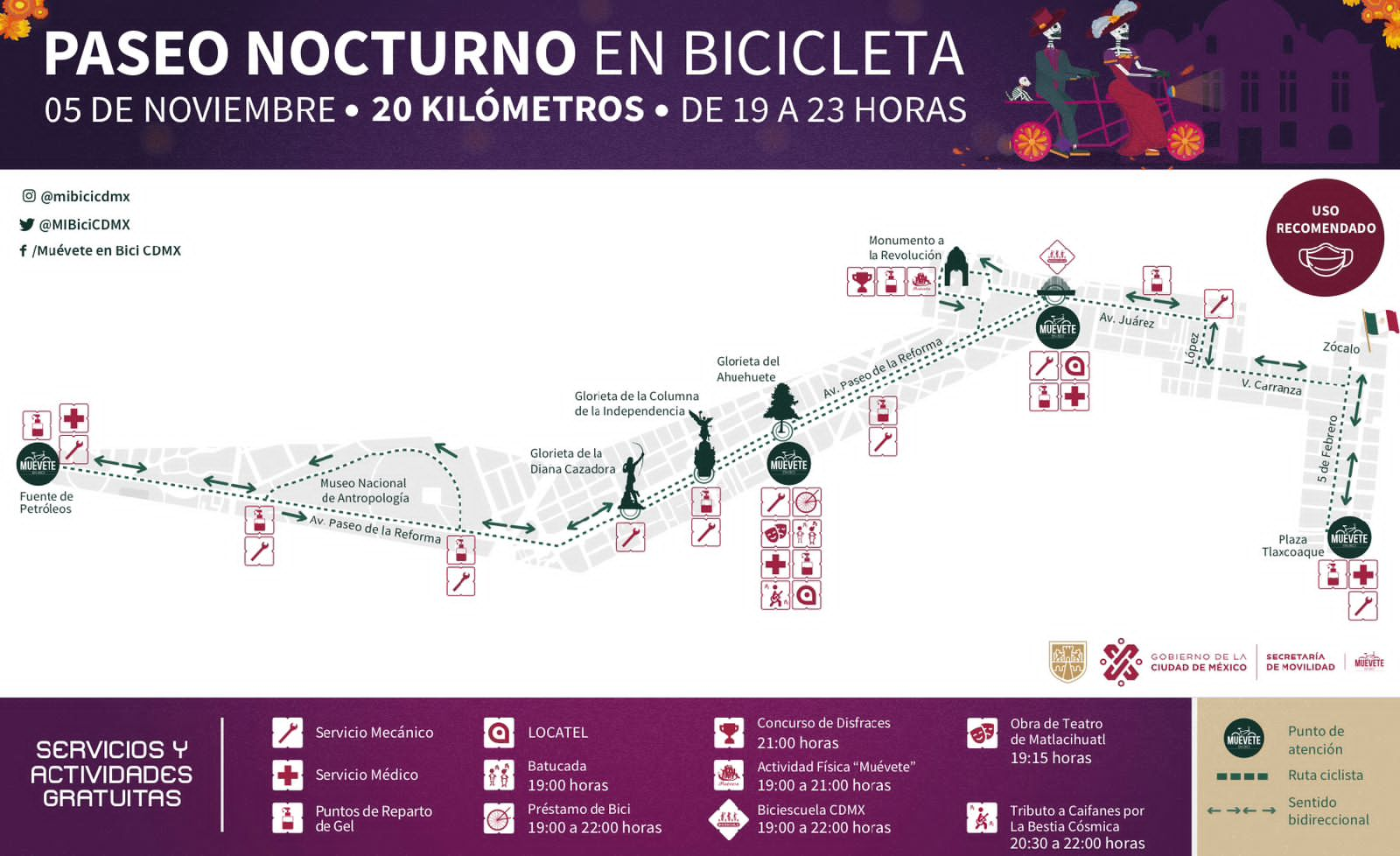 Anuncia Semovi Actividades Para El Paseo Nocturno Mu Vete En Bici De